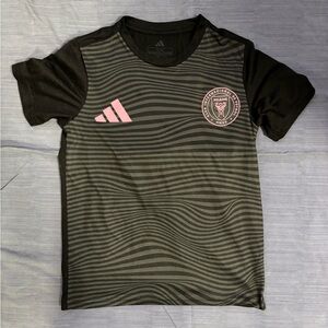 Adidas Kids Soccer Messi MLS Black and Pink Striped Jersey